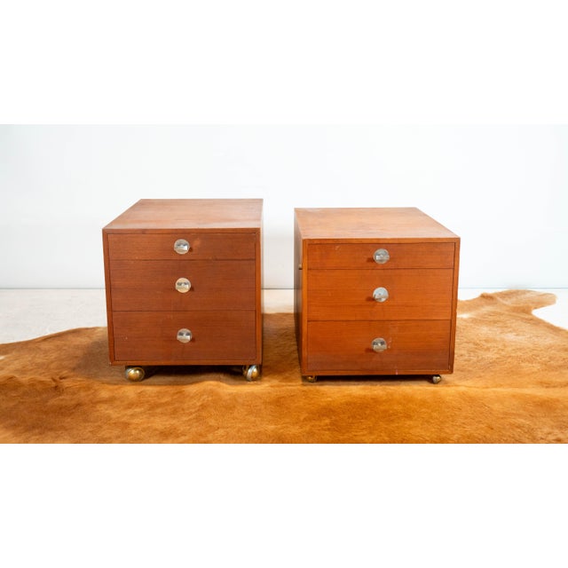 Pair of rolling 'Dipolmat' cabinets by Finn Juul, circa 1960s. Appear to be part of the modular storage system designed...