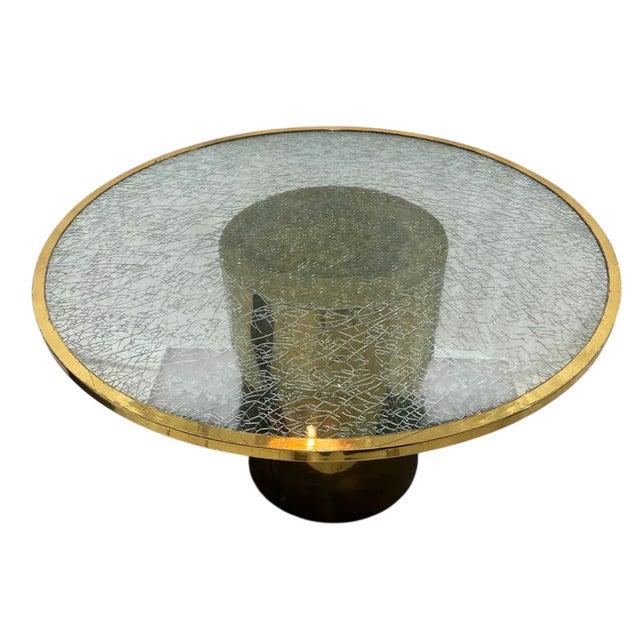 1980s 1980s Steve Chase Crackled Glass Brass Dining Table For Sale - Image 5 of 5
