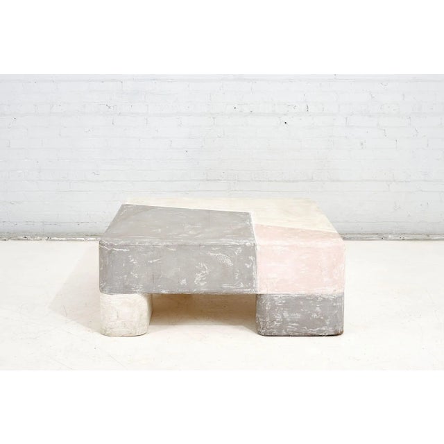 Postmodern gray, pink, & white Plaster Coffee Table, 1970. Original