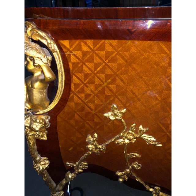 Louis XV Style Gilt-Bronze Mounted Parquetry Commode For Sale - Image 10 of 14
