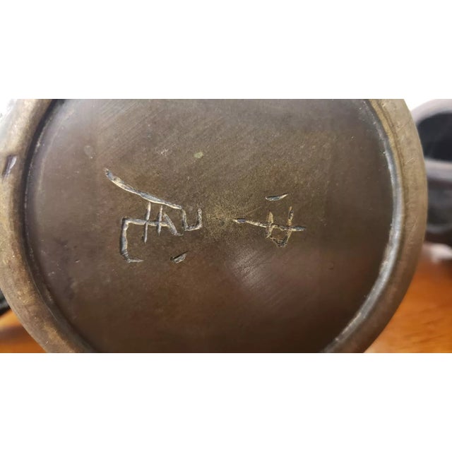 Bronze Set of 3 Late 19th Century Japanese Bronze Pricket Buddhist Temple Candlesticks (Meiji Period) For Sale - Image 8 of 8