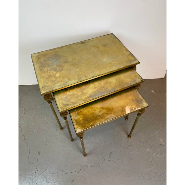 Brass Nesting Tables from Maison Baguès, France, 1950s, Set of 3 For Sale - Image 13 of 14
