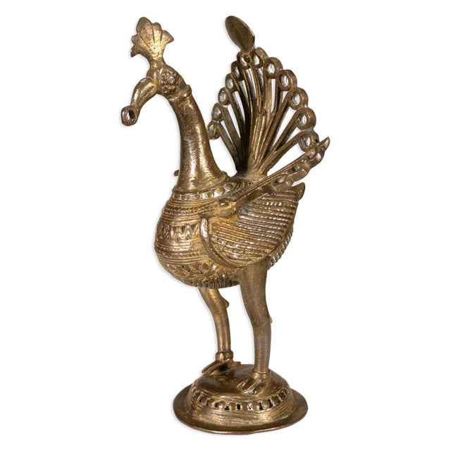 Antique Indian Horse Rider on Wheels & Peacock Bronze Sculpture 20th Century For Sale In Detroit - Image 6 of 9