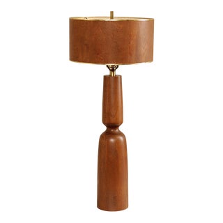 Paul Hanson Mid Century Walnut Table Lamp For Sale