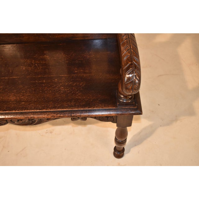 Brown 19th Century French Oak Settee With Hand Carving For Sale - Image 8 of 10