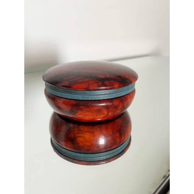 1970s Italian Round Red Alabaster Hinged Trinket Box | Chairish