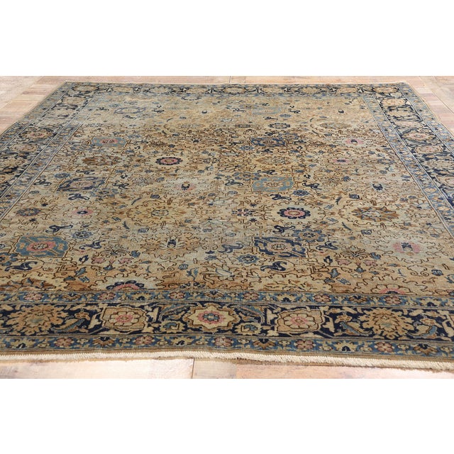 Tan Antique Persian Tabriz Rug - 07'04 X 09'10 For Sale - Image 8 of 9