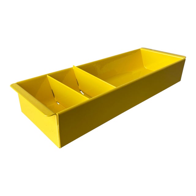 Tanker Desk Drawer Insert Repurposed as Desktop Organizer, Refinished in Yellow Chairish