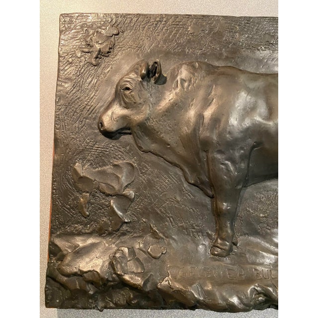 This is an absolutely fantastic heavy cast bronze plaque Of a “Gelbvieh Bull Hass” by noted Oklahoma artist Gallagher...