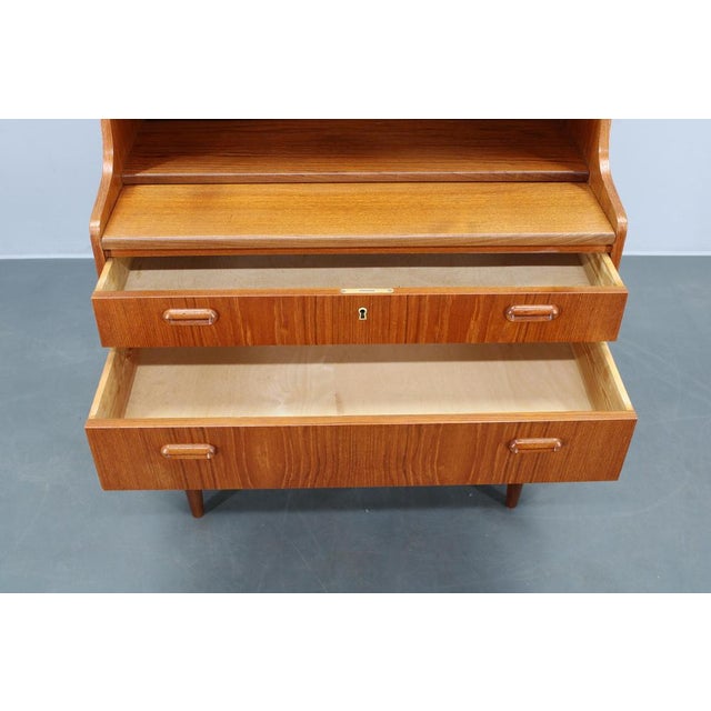 Wood Danish Teak Vanity Cabinet with Mirror and Pull-Out Desk, 1960s For Sale - Image 7 of 17