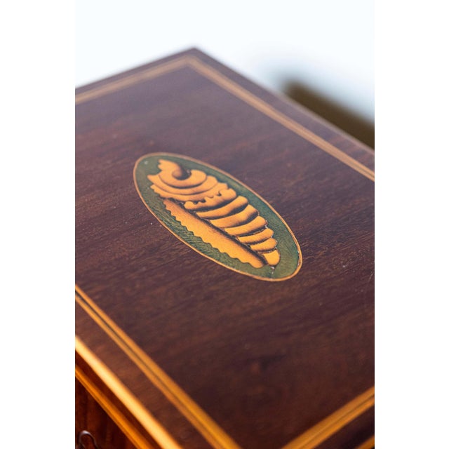 Wood Danish 1840s Mahogany Box with Ash Shell Marquetry, Banding and Lateral Handles For Sale - Image 7 of 10