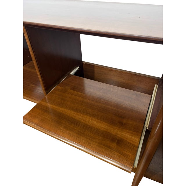 Mid-Century Modern Walnut Console Table With Sculptural Dividers 72" Long For Sale In New York - Image 6 of 14