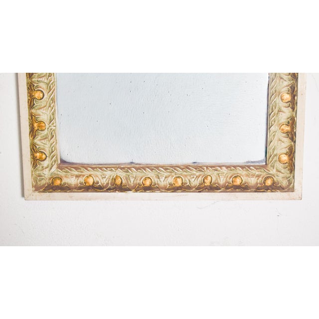 1970s Rectangular Light Green and Gilt Wooden Framed Mirror For Sale - Image 5 of 8
