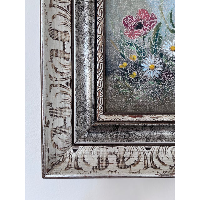 Vintage Original Flower Still Life Oil Painting: Framed Floral Art For Sale - Image 6 of 11