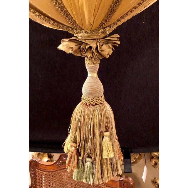 Palatial Light Fixture in Copper, Brass and Iron With Silk Dome Shade For Sale - Image 9 of 13
