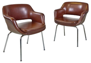 Set of Modern Italian Armchairs in Brown Leather and Chrome-Plated Steel from Cassina, 1970s