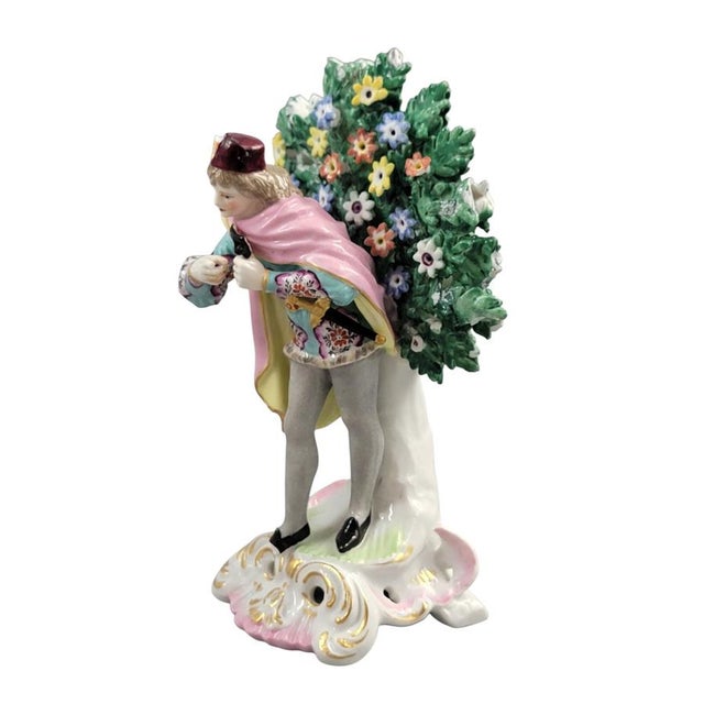 A decorative porcelain figure of a theatrical actor with mask, produced in Paris by Edmé Samson, circa 1860-1880, in the...