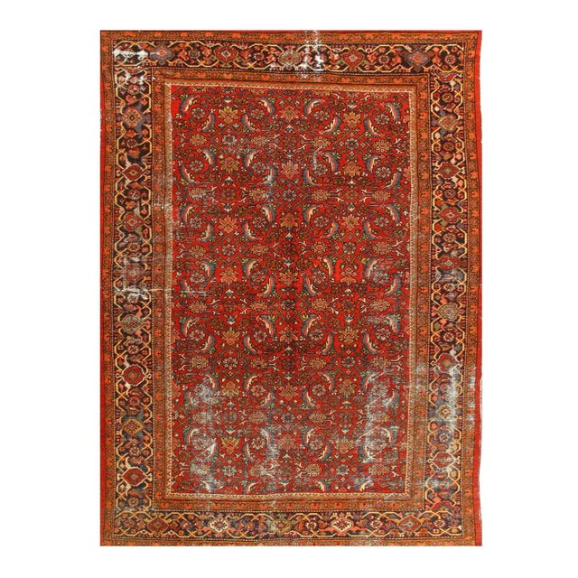 Antique Geometric Persian Mahal 8'4'' X 11'10'' For Sale - Image 4 of 4