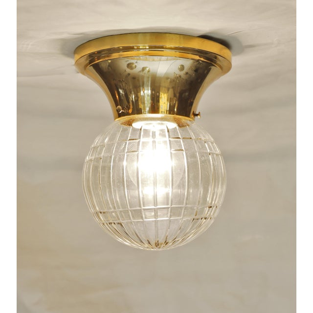 Art Nouveau Ceiling Lamps in Brass and Glass, 1890s, Set of 2 For Sale - Image 4 of 10