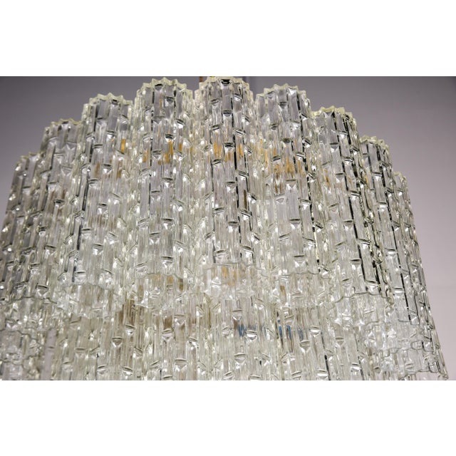 Transparent Mid Century Clear Italian Glass Three Tier Tronchi Style Fixture For Sale - Image 8 of 12