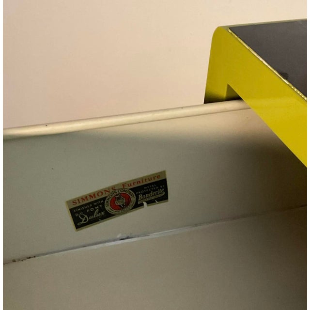 Simmons Norman Bel Geddes Enameled Metal 4 Drawer Dresser Fully Restored, Circa 1930s-40s For Sale - Image 10 of 12