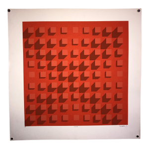 Paul M. LevyAbstract Geometric 1970s Vintage Silkscreen Screen Print Manner of Vasarely, 1970