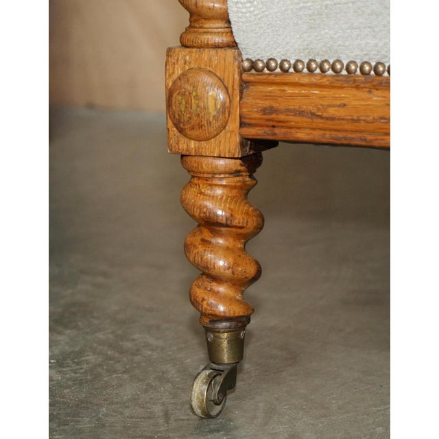 Antique Scottish Victorian Barley Twist Library Lounge Chair For Sale - Image 5 of 18
