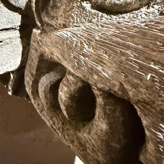 Gray Carved Wood Sculpture of Quetzalcoatl the Aztec God Known as the Feathered Serpent For Sale - Image 8 of 17