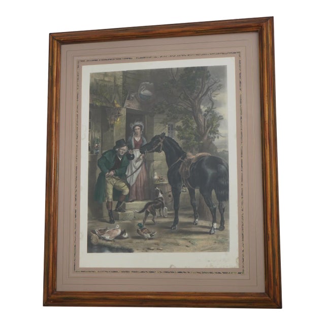 Vintage European Color Engraving of Horse For Sale