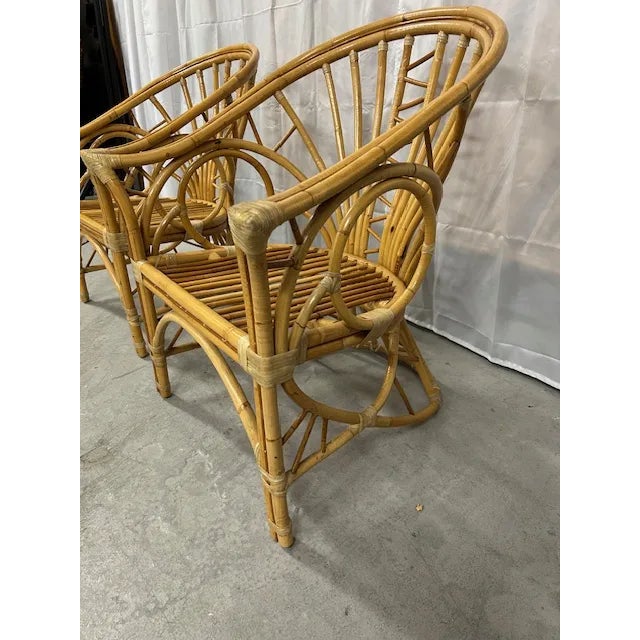 Vintage Bent Rattan Circle Sided Chairs, a Pair For Sale - Image 9 of 12