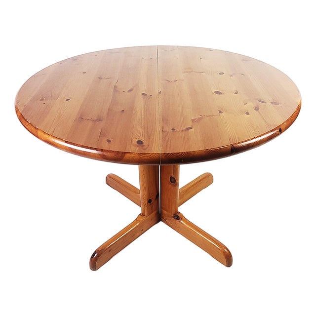 Vintage Danish Extendable Table in Pine, 1970s For Sale