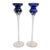 1980s Vintage Romanian Cobalt Blue Hand-Blown Crystal Candlesticks With Twisted Stems – Set of 3 For Sale - Image 5 of 9
