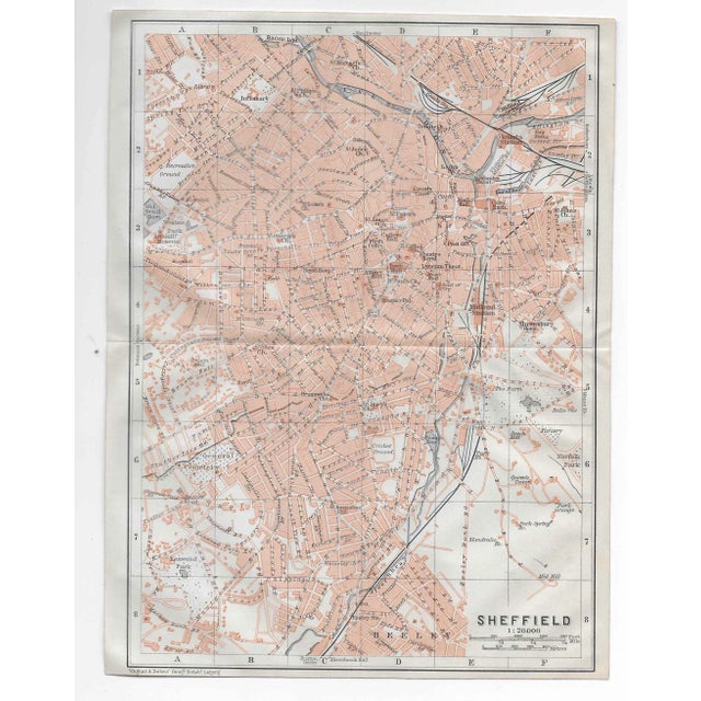 English 1910 Map of Sheffield England For Sale - Image 3 of 3