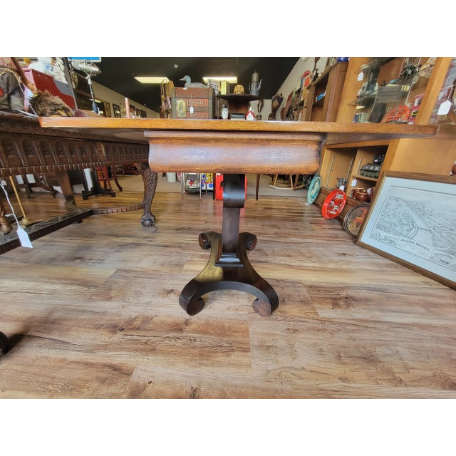 1890s Antique Empire Mahogany Flip Top Game Table with Inlaid Coins For Sale - Image 9 of 13