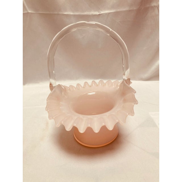 Victorian Early 20th Century Vintage Fenton Rose Pink Glass Basket For Sale - Image 3 of 6