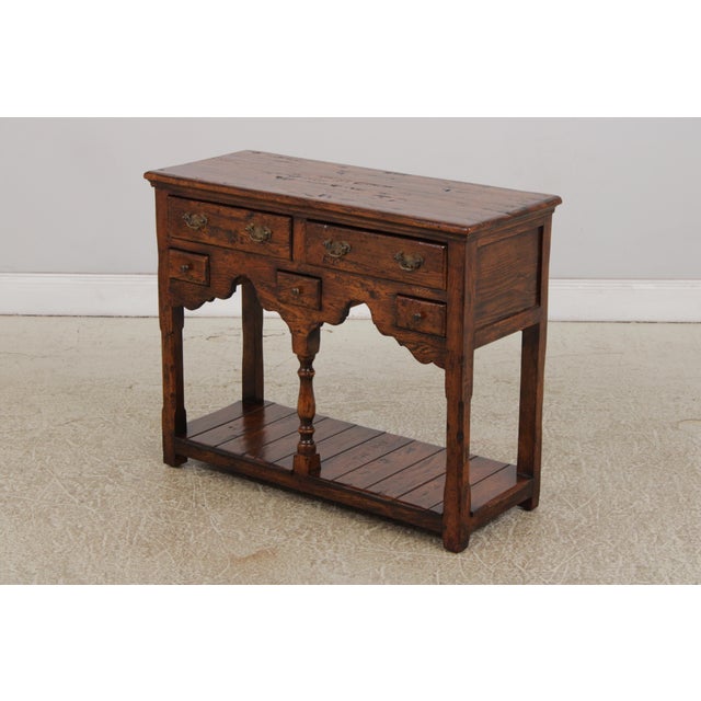 English English Country Style Oak 5 Drawer 2 Tier Server For Sale - Image 3 of 16