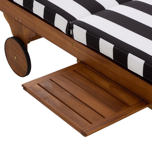 Newport Chaise Lounge, Black Stripe For Sale - Image 9 of 13