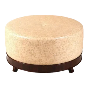 Round Ostrich Ottoman, Center Tuft & Zebrawood Feet