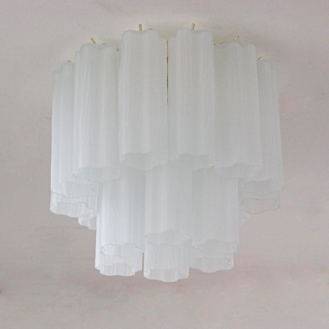 Metal Frosted Murano Glass Chandelier, Italy, 1990s For Sale - Image 7 of 11