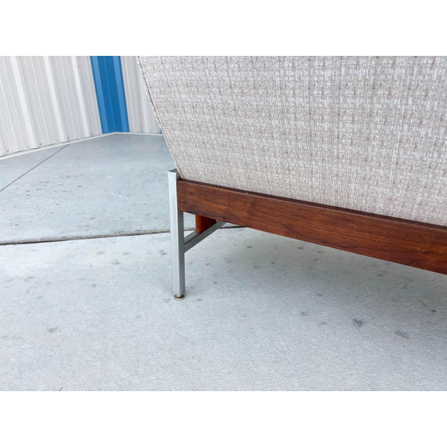 White 1960s Mid Century Walnut and Aluminum Sofa For Sale - Image 8 of 8