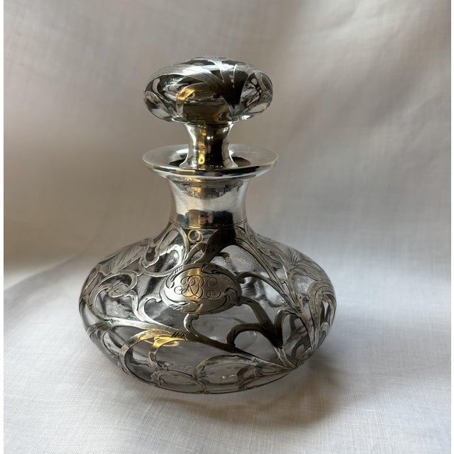 Antique 19th-Century Sterling Silver Overlay Glass Perfume Bottle For Sale - Image 11 of 11