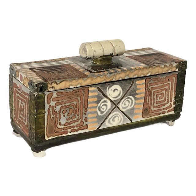 Studio Ceramic Art Box, Signed For Sale