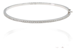 18k 750 Solid White Gold Brilliant Cut Natural Diamond Bangle Bracelet