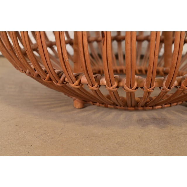 Franco Albini Mid-Century Organic Modern Italian Rattan Pouf Ottoman, 1950s For Sale - Image 9 of 11