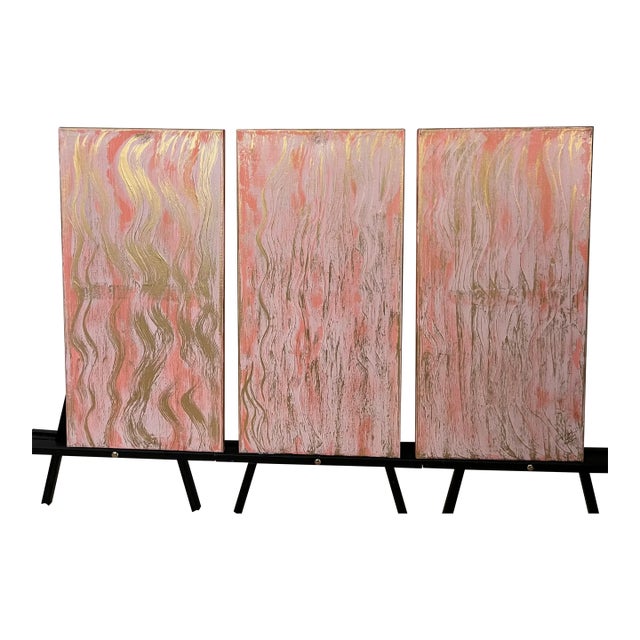 Zen Pink Waterfall Triptych Canvas Art, Designed by Cheryl P. Kohloff 12" x 24" Canvas Panels Color Palette: Coastal Pink...