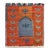 Vintage Tulu Rug in Orange, Blue, Mihrab-Style Geometric Pattern For Sale