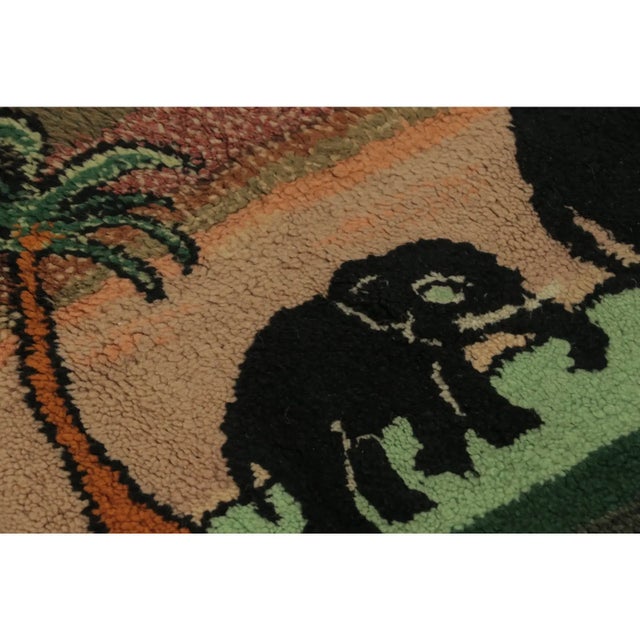 Traditional Antique Gift Sized Hooked Rug With Elephants & Tree Pictorials - Rug & Kilim For Sale - Image 3 of 6