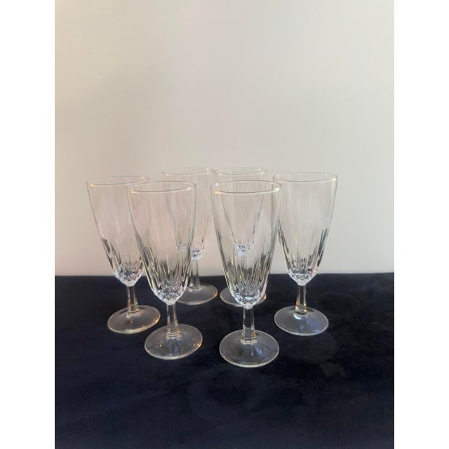 1970s "Diamant" Crystal d'Arques-Durand France 6" Tall Champagne Fluted Set of Six(6) For Sale - Image 10 of 18