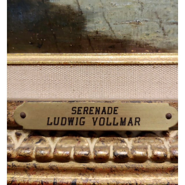 Brown Ludvig Vollmar -19th Century Balcony Serenade Scene - Oil Painting For Sale - Image 8 of 12