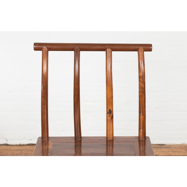 Asian Antique Wooden Chair with Slightly Arched Back For Sale - Image 3 of 12